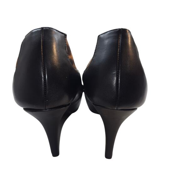 Andiamo Shoes 6.5 Leopard Print  Black Closed Toe High Heel Pump Stiletto - Picture 4 of 8